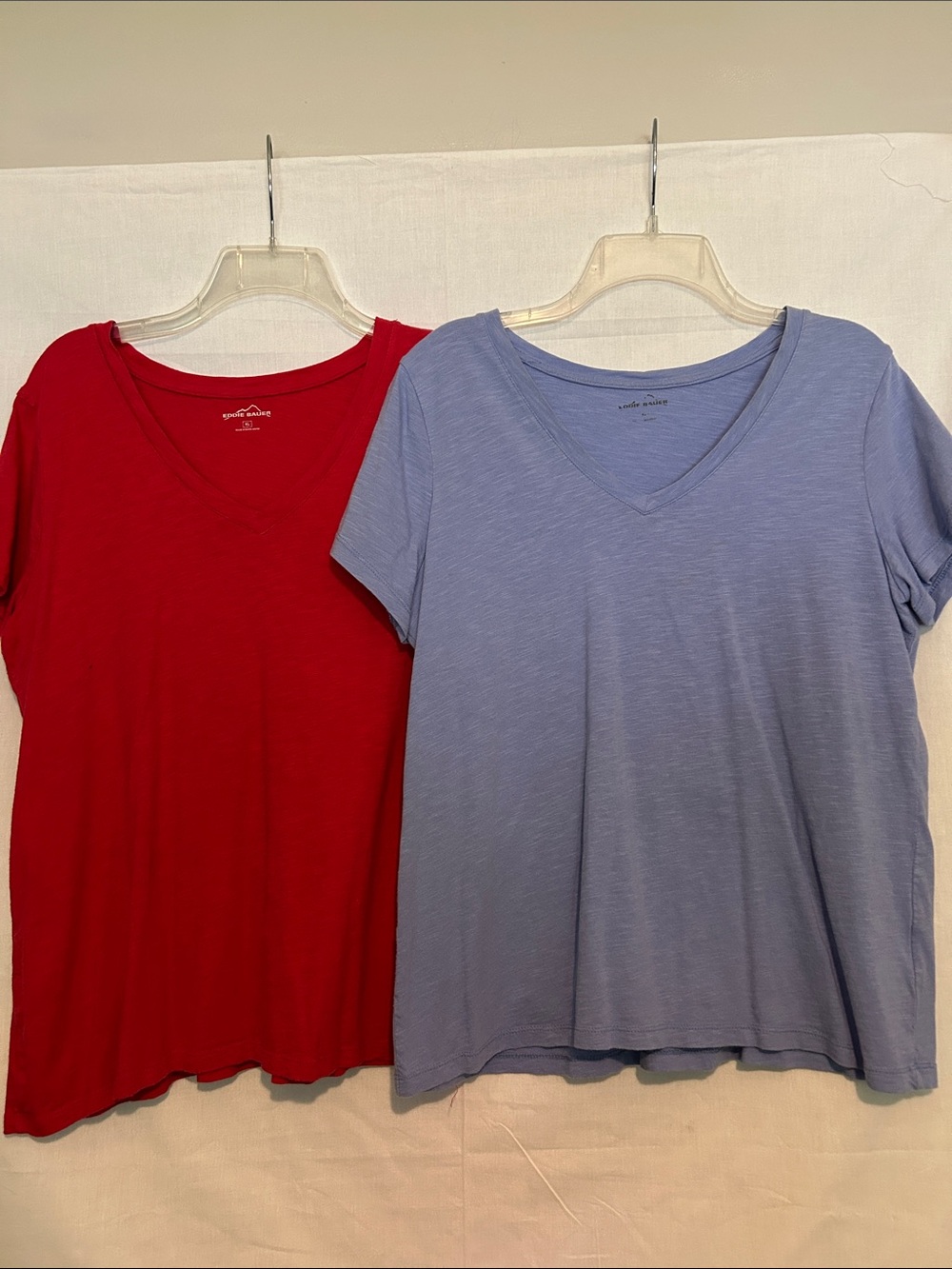 Eddie Bauer V‑Neck Tee Duo in Red and Light Blue